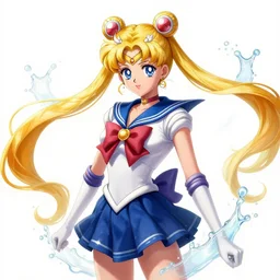 beautiful Sailor moon splash art by League of Legends, highly detailed, trending on Artstation and Safebooru in category Voluptious; white background; white background