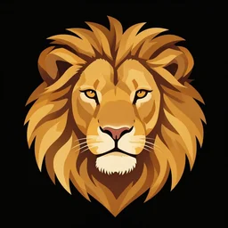 lion head vector art, on a black background, full shot, 5 colors