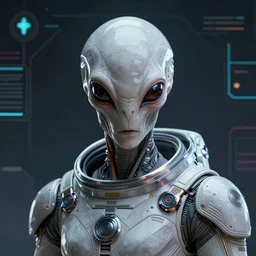 retrofuturistic portrait of a alien in astro suit, space graphics art in background, close up, wlop, dan mumford, artgerm, liam brazier, peter mohrbacher, 8 k, raw, featured in artstation, octane render, cinematic, elegant, intricate, 8 k