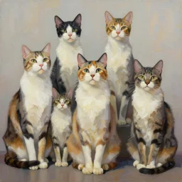 artwork of really tall sitting cats by justin gerard, thick brush, 4 k resolution