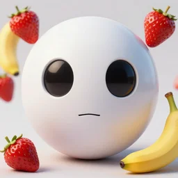 portrait of a smooth spherical android, strawberries and bananas, art by artgerm and by greg rutkowski
