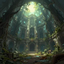 a beautiful hyperdetailed illustration of backroom abandoned urbex building by asher brown durand, fisheye tundra retrowave myst forest azeroth sunlight morning sun, archdaily, wallpaper, highly detailed, trending on artstation.