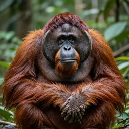 giga Chad orangutan, photorealistic, bokeh
