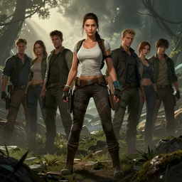 lara croft, extremely detailed, sharp focus, wide view, full body shot, smooth, digital illustration, by james jean, by rossdraws, frank franzzeta, mcbess, sakimichan, brosmin, danton fadeev, steve simpson, alfred hitchcock mood, wes craven vibes