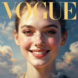 3 d, close - up, smiling fashion model face, sun, cinematic, clouds, vogue cover style, dystopian art, poster art, futuristic, fantasy art, metaphysical painting, by guillermo del toro and james jean and david diao