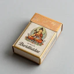 design for a vintage cigarette pack from a buddhist italy