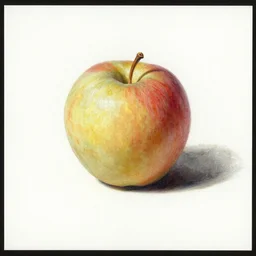 drawing of an apple on white paper, by Charles Bargue, academic, realistic