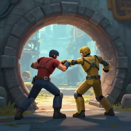 punching someone through a portal portal2 video game