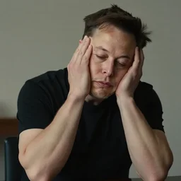 beautiful hyperrealism three point perspective film still of a despressed Elon Musk, soft lighting, Kodak Portra 400, cinematic style