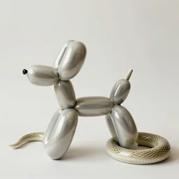 a mix between 2 5 % balloon animal dog 7 5 % ceramic snake
