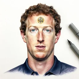 beautifully detailed, psychedelic, mystical lsd portrait of mark zuckerberg's inner being, clockwork, technical inner being, pen, ink, copic marker