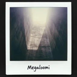 picture looking up from the bottom of a massive concrete structure, the top is obscured by fog, polaroid, old polaroid, expired film, megalophobia,