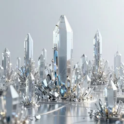 a futuristic city made of crystals