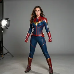 megan fox cosplaying as captain marvel, dragoncon, flash photography, wide angle, 3 5 mm, f / 2. 8