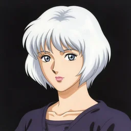 portrait of a woman with short white hair, medium shot, illustration, highly detailed, high quality, by osamu tezuka