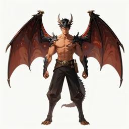 A man with dragon wings concept art, anime style
