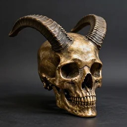 bronze skull with long horns
