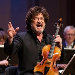 bob ross screaming and conducting an orchestra