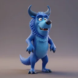 a blue american werewolf in london toy standing on its hind legs, a raytraced image by pixar, polycount, toyism, zbrush, sketchfab, rendered in maya