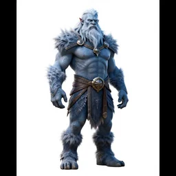 bearded frost giant, detailed 3d character render, full body, standing, isolated on a pure white background, centered, whole figure in frame, sharp focus, studio lighting
