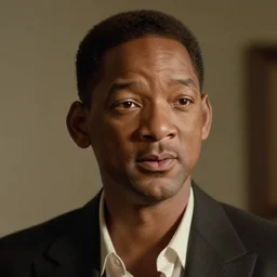 a film still of Will Smith dressed as a pimp in a 1970s Blaxploitation film, portrait, 40mm lens, shallow depth of field, close up, split lighting, cinematic