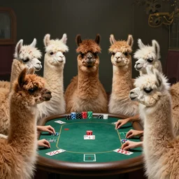 a group of anthropomorphic llamas playing poker by cassius marcellus coolidge