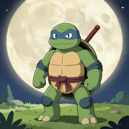 A ninja turtle in a Moon landscape