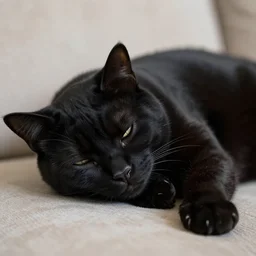 black cat sleeping, realistic photograph, 4 k hd