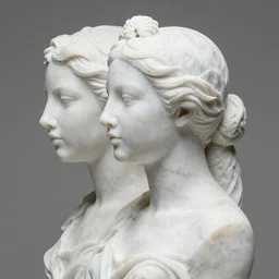 Over lapping women white marble sculpture