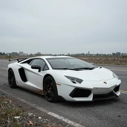 an abandoned lamborghini by greg rutkowski