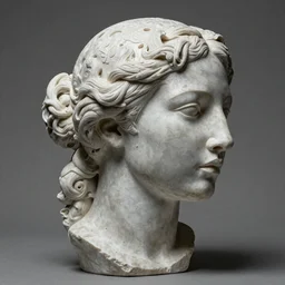 “ an intricate and extremely detailed sculpture of a female head made of acid ”