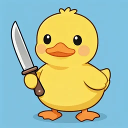 yellow duck holding a knife, cartoon style