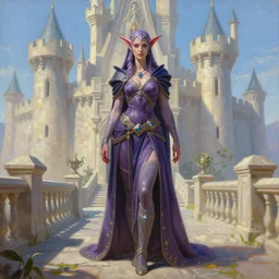 a beautiful portrait painting of a female aasimar standing relaxed in bright castle setting, pathfinder, dungeons and dragons, symmetrical, art by artgerm and greg rutkowski and tim hildebrandt