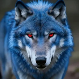blue wolf, red eyes highly detailed, deep focus, digital painting, smooth, sharp focus, illustration, trending on artstation, 4 k