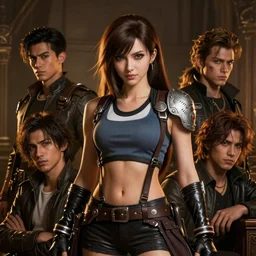 majestic gracious seductive tifa lockhart portrait, atmospheric lighting, painted, menacing, intricate, volumetric lighting, beautiful, rich deep colours masterpiece, golden hour, sharp focus, ultra detailed, by leesha hannigan, ross tran, thierry doizon, kai carpenter, ignacio fernandez rios