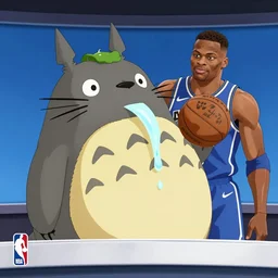 totoro dunking over russell westbrook, nba broadcast