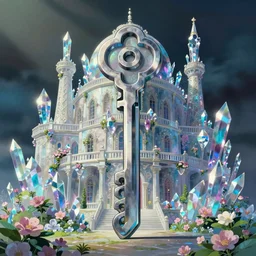 a wholesome animation key shot, palace made out of iridescent crystal, studio ghibli, pixar and disney animation, sharp, rendered in unreal engine 5, anime key art by greg rutkowski, bloom, dramatic lighting
