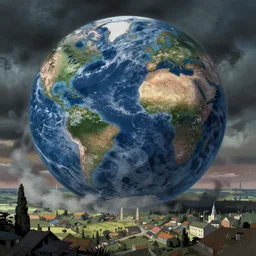 the world collapsing on itself painted by matt groening