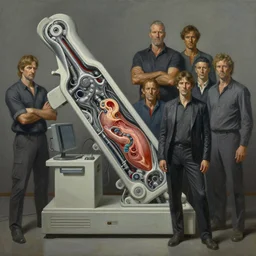 oil painting of 3 0 0 0 new god cholelithiasis mechanical angled 7 0 0 f radio machine, by alberto bontempi, shigeru komatsuzaki, wayne d barlowe, alex ross, enric torres, simon bisley & boris vallejo, hyper realism, cinematical, narrative light, muted colors, epic, hyper detailed, awe inspiring, award