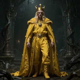 King in yellow, horror, eldritch, 8K, concept art, DSLR, filmic, HDR, hyperrealism, Unreal Engine, volumetric lighting, Darkart