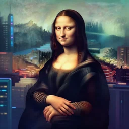 Cyberpunk monalisa, cyberpunk in a cyberpunk city