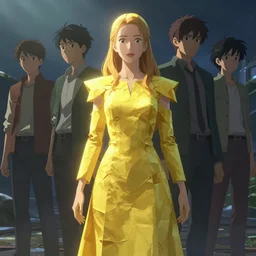 invisible woman wearing a tunic made of yellow paper, stephen bliss, unreal engine, fantasy art by greg rutkowski, rhads, ferdinand knab, makoto shinkai and lois van baarle, ilya kuvshinov, rossdraws, tom bagshaw, global illumination, radiant light