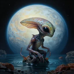 an aquatic like alien species that lives in the waters of the planet Europa. 15mm lens. Masterpiece. Jordan Grimmer.