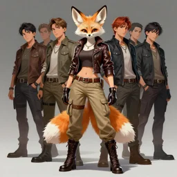 beautiful portrait of a female anthropomorphic furry fennec fox fursona. leather jacket. leather gloves. leather boots. leather belt. khaki cargo pants. character art by stanley artgerm lau, wlop, rossdraws, james jean, andrei riabovitchev, marc simonetti, and sakimichan, trending on artstation