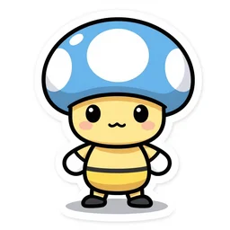 cute miss mascot balignon balignon shroomish super hero sticker art, cronobreaker, beeple game icon