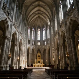hyper realistic minecraft cavernous multi - level interior of a grand cathedral
