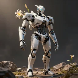 an immaculate ambient occlusion rendering of a biomechanical robot asiatic lilium navona hybrid.