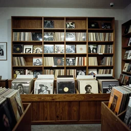 a record store designed by gustave dore, 3 5 mm film, long shot