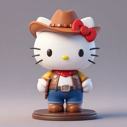 Hello Kitty as cowboy, figurine, blender, octane render, 8K, studio lighting, detalied, CGSociety,