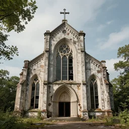a beautiful photorealistic highly detailed abandoned chapel industrial architecture building nature urbex architecture by denise scott brown, matte painting, archdaily, wallpaper, highly detailed, trending on artstation.
